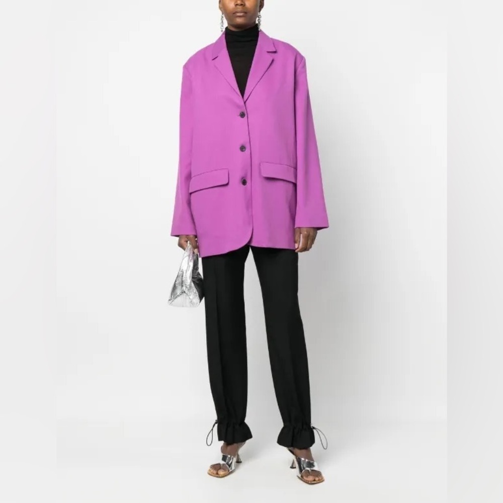 Stine Goya Single-breasted Recycled-blend Coat Blazer In Violett Sz Medium